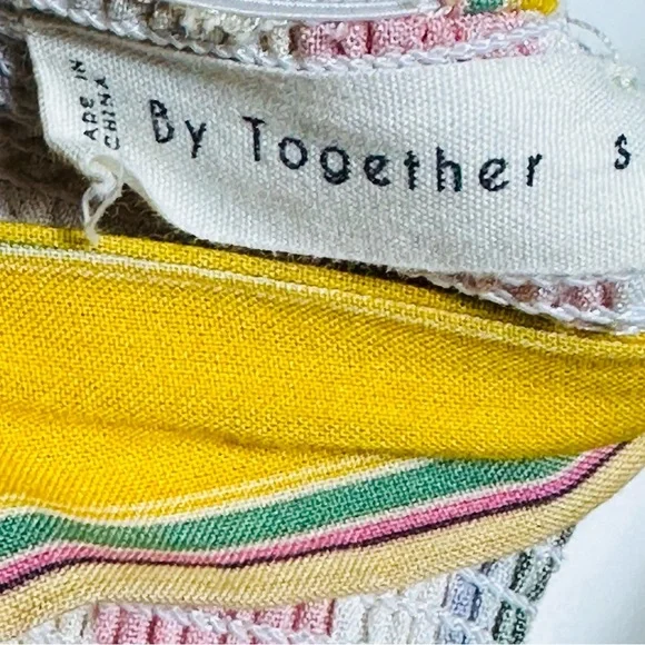 Anthropologie By Together Striped Multicolor Maxi Dress S Square Neck Smocked - Picture 7 of 8